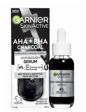 سرم زغال گارنیه Garnier Pure Active AHA BHA Charcoal Serum