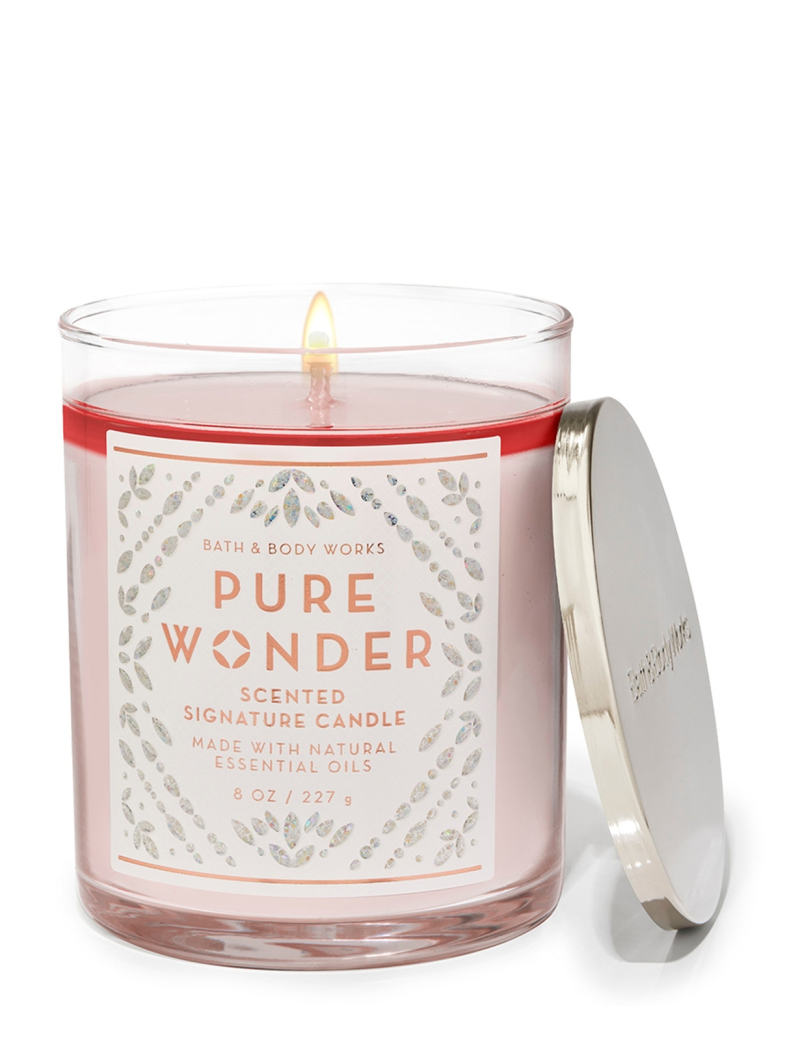 بث اند بادی ورکس شمع Bath & Body Works Pure Wonder Scented Signature Single Wick Candle