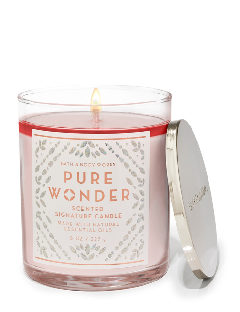 بث اند بادی ورکس شمع Bath & Body Works Pure Wonder Scented Signature Single Wick Candle