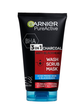 گارنیر اسکراب زغال ضد جوش  Garnier Pure Active Intensive Charcoal 3-in-1 Wash, Scrub