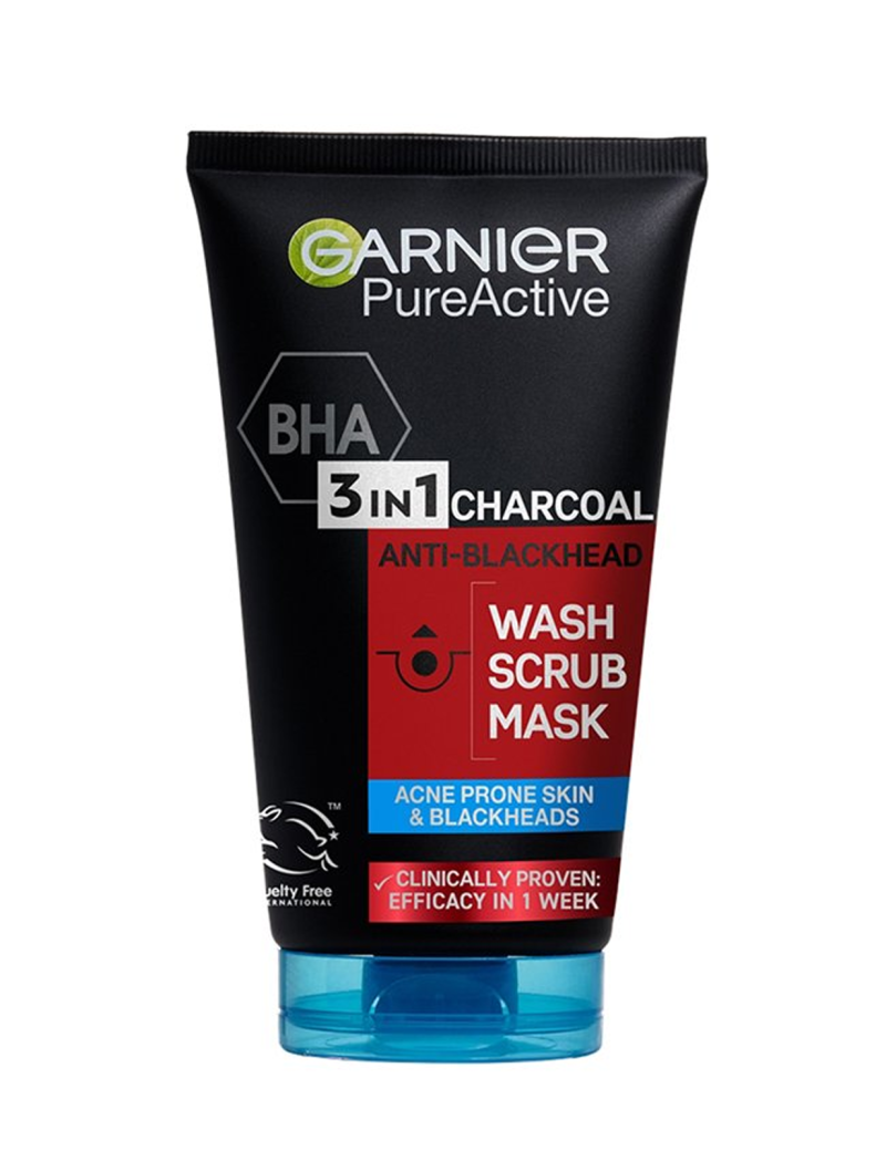 گارنیر اسکراب زغال ضد جوش  Garnier Pure Active Intensive Charcoal 3-in-1 Wash, Scrub