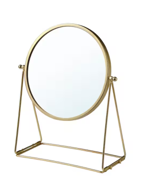 ایکیا آیینه رومیزی دوطرفه gold colour round table mirror17 cm IKEA