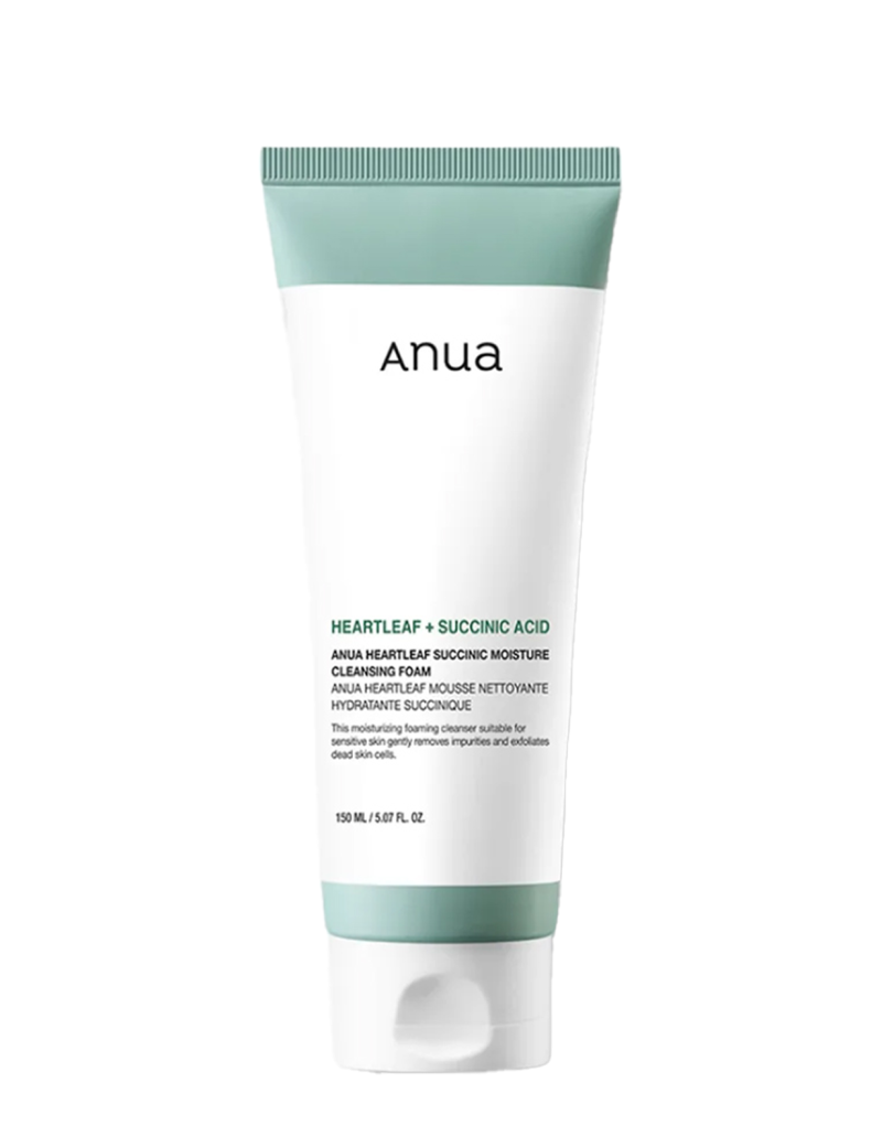 فوم شستشوی ساسینیک اسید آنوا مرطوب کننده و تسکین دهنده Anua Heartleaf Succinic Moisture Cleansing Foam