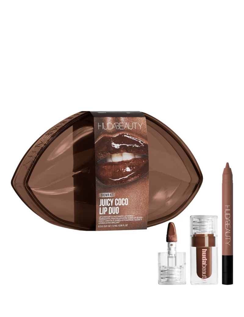 ست مداد لب و لیپ گلس هدی بیوتی Huda Limited Edition Brown Kit Juicy Coco Lip Duo - Lip Pencil and Lip Gloss