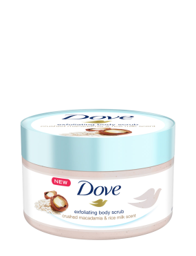 داو اسکراب بدن ماکدامیا خرد شده و شیر برنج | dove exfoliating body polish crushed macadamia & rice milk