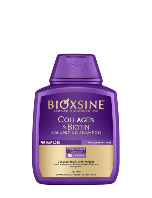 شامپو بیوکسین ضد ریزش و حجم دهنده | bioxcin collagen & biotin volumizing shampoo
