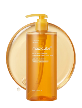 شوینده بدن روشن کننده کوجیک اسید مدی کیوب | Medicube kojic acid turmeric vita brightening body wash