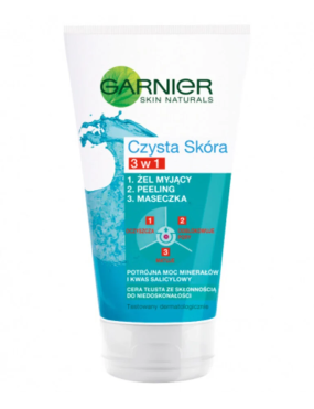 ژل شست و شوی لایه بردار مدلCzysta Skóra 3 in 1 پوست چرب گارنیه Garnier Czysta Skóra 3 in 1 washing gel peeling mask 150ml