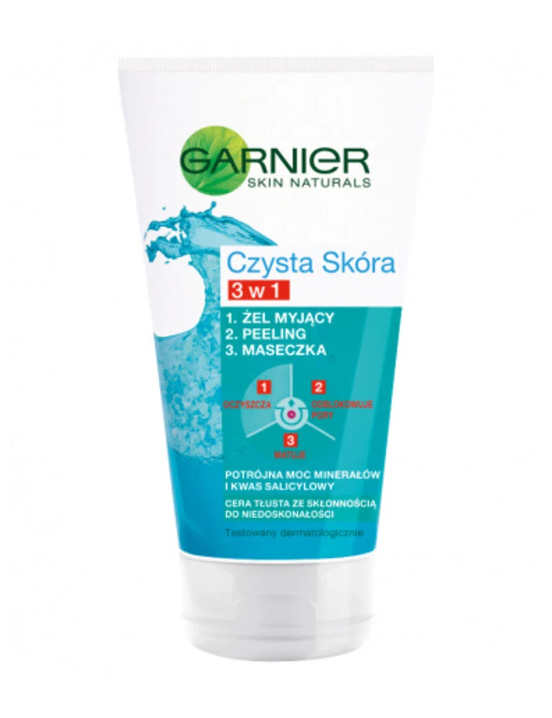 ژل شست و شوی لایه بردار مدلCzysta Skóra 3 in 1 پوست چرب گارنیه Garnier Czysta Skóra 3 in 1 washing gel peeling mask 150ml